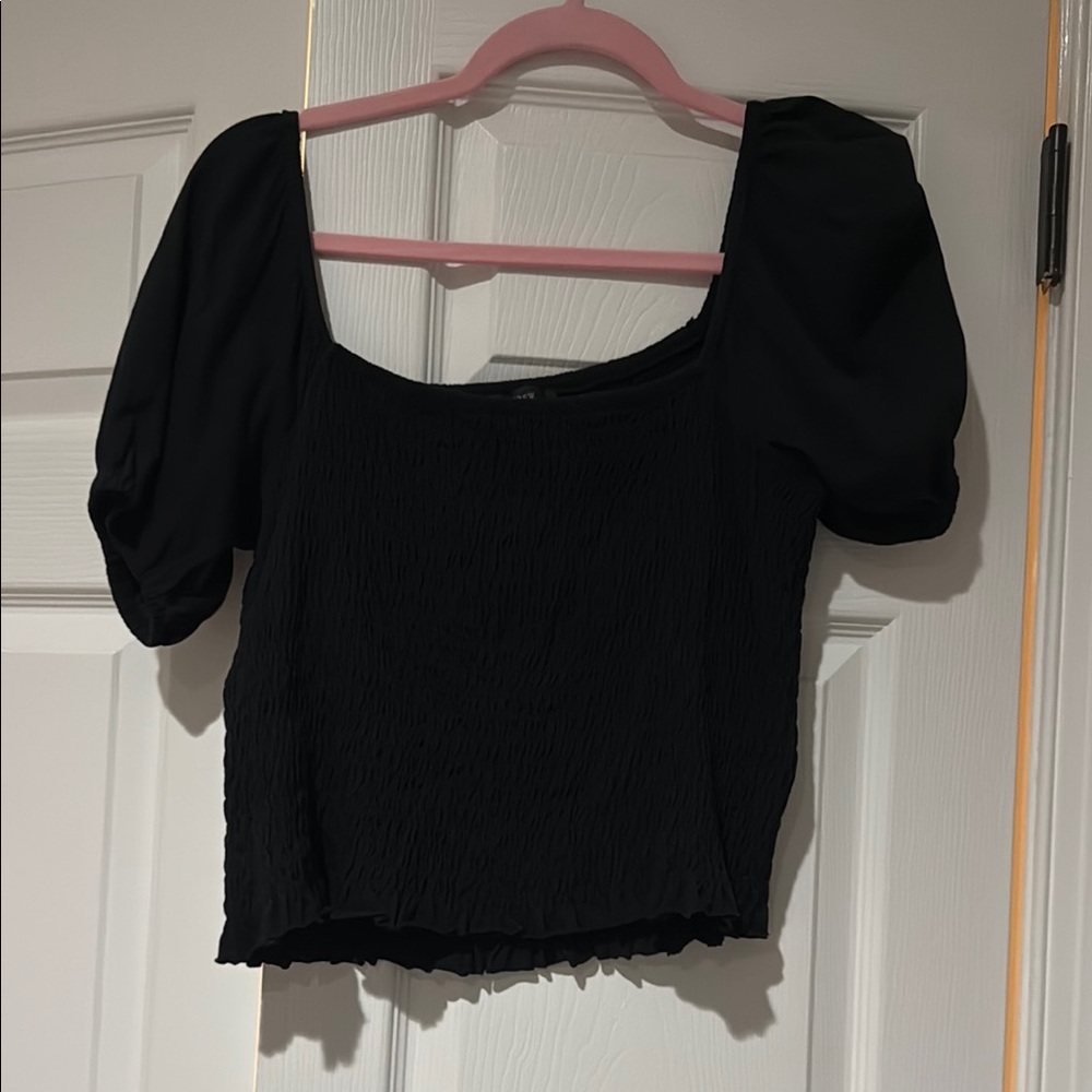Black Smocked Top